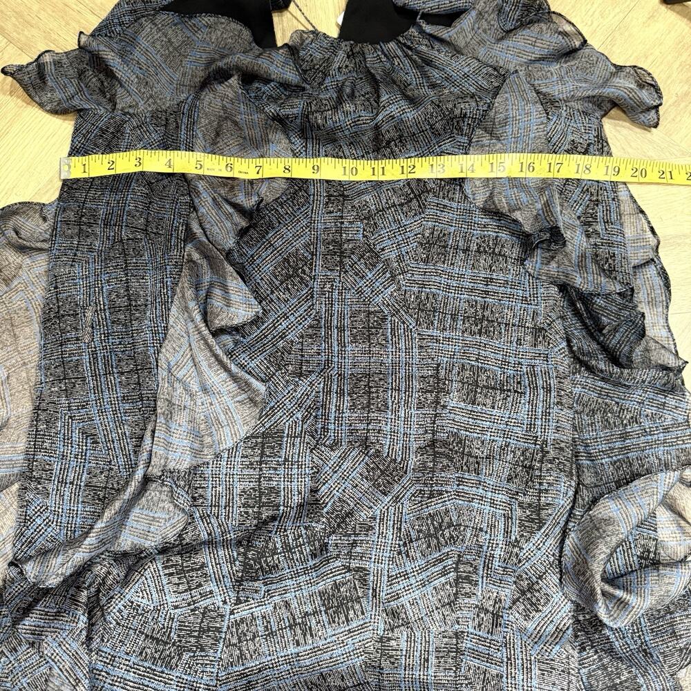 NWT Tibi 100% Silk Ruffle Dress Women's Size 0 S Black Blue Whimsical - Picture 8 of 11
